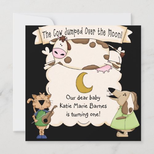 Cow Jumped Over the Moon Custom Birthday Invites