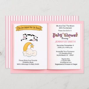 Cow Jumped Over the Moon Girls  Baby Shower Invitation