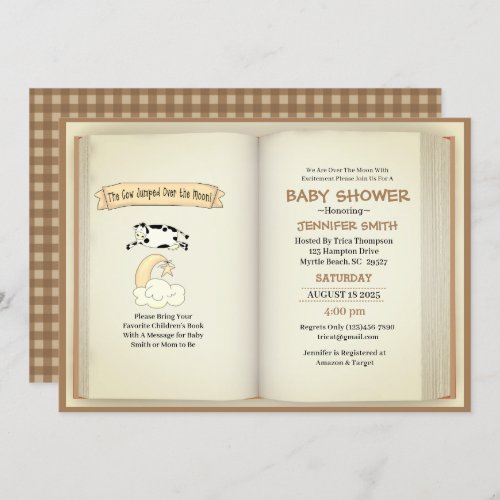 Cow Jumped Over the Moon Nuetral Baby Shower Invitation