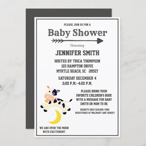 Cow Jumped Over The Moon Nursery Baby Shower Invitation