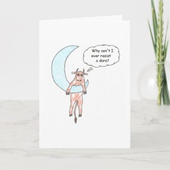 Cow Jumping Cartoon Birthday Card by ABitSketch at Zazzle
