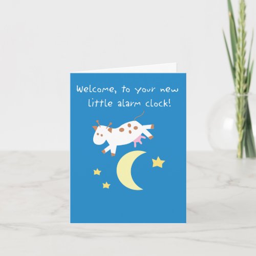 Cow Jumping Over the Moon New Baby Card