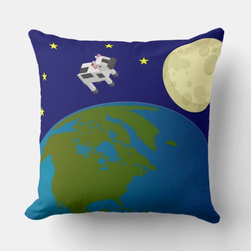 Cow Jumping Over The Moon Throw Pillow