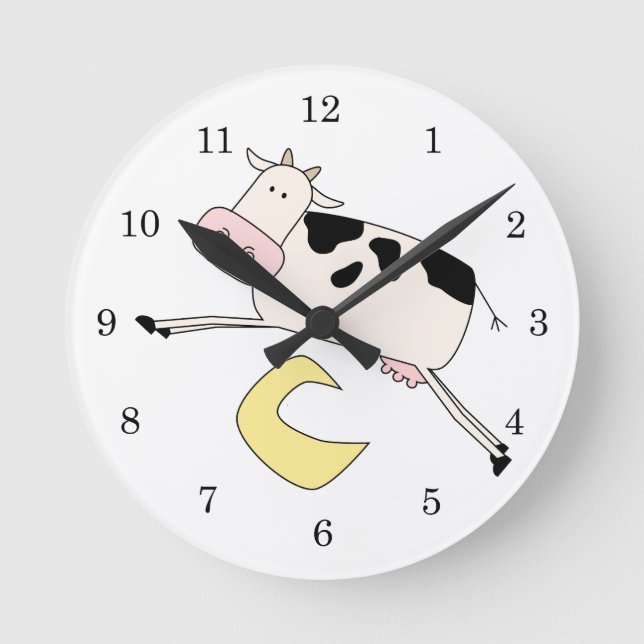 Cow Jumps Over Moon Round Clock (Front)