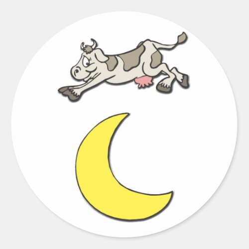 Cow Jumps Over the Moon Classic Round Sticker