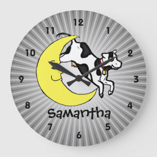 Cow Jumps Over the Moon Personalized Kids Clock