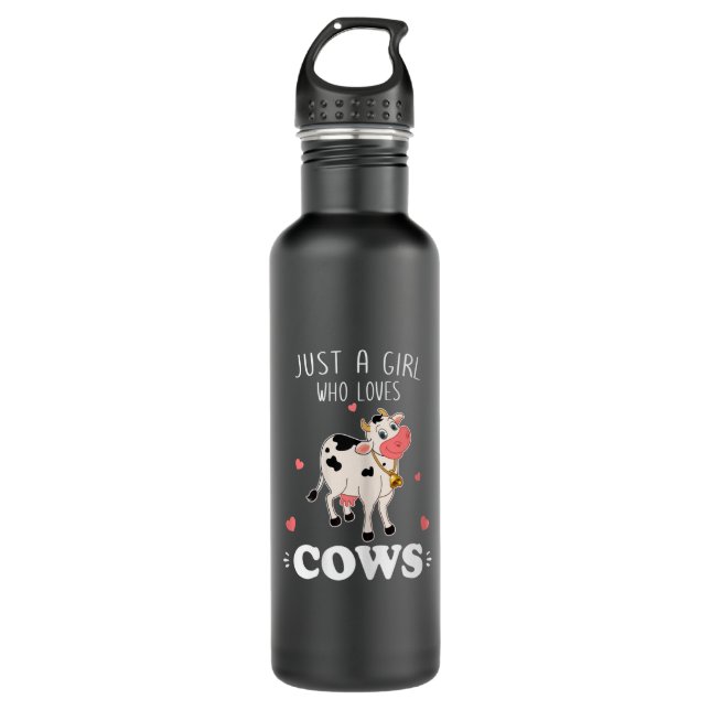 Cow Just A Girl Who Loves Cows  Stainless Steel Water Bottle (Front)