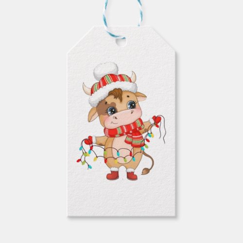 cow kids christmas gift tags