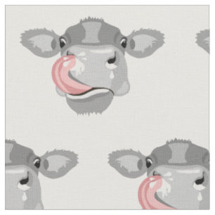 cow licking nose fabric