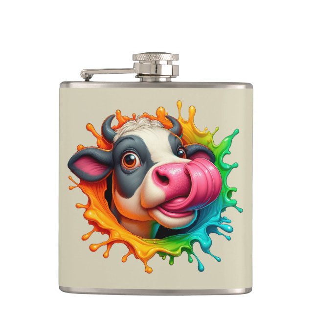 Cow licking nose flask (Front)