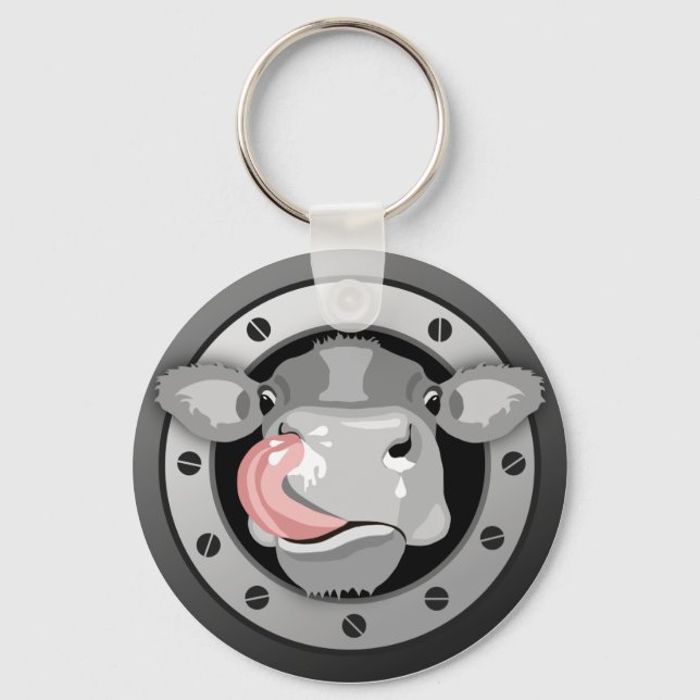Cow licking nose keychain (Front)