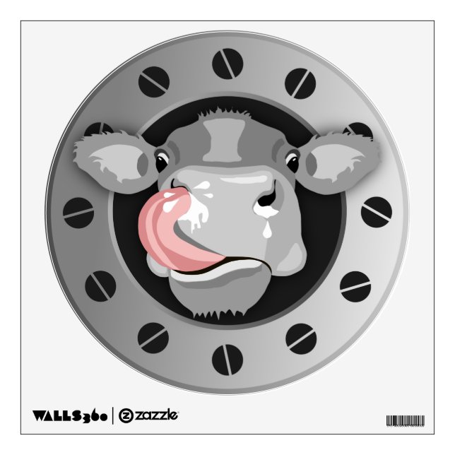 Cow licking nose wall decal (Front)