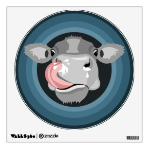 Cow licking nose wall decal