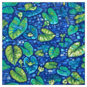 Cow Lilies, Spatterdock Summer Pond Floral Pattern Fabric