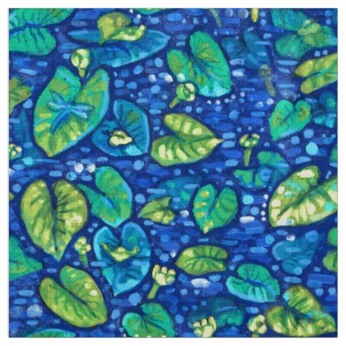 Cow Lilies Spatterdock Summer Pond Floral Pattern Fabric