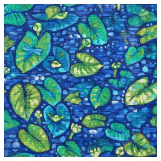 Cow Lilies, Spatterdock Summer Pond Floral Pattern Fabric