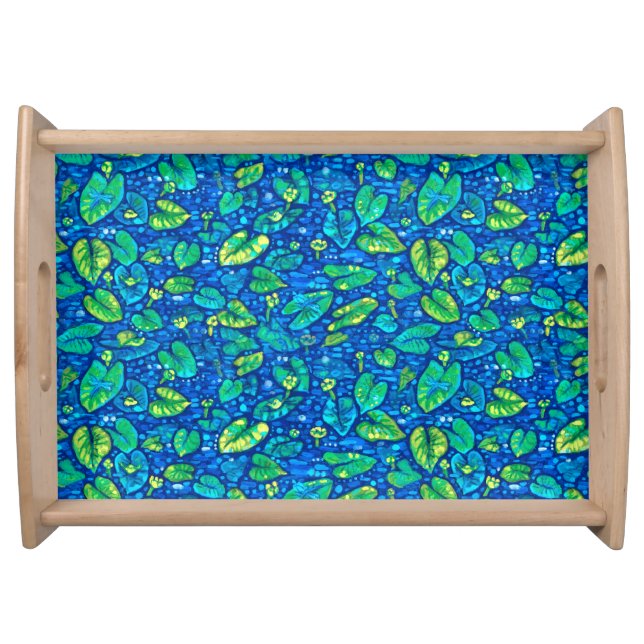 Cow Lilies, Spatterdock Summer Pond Floral Pattern Serving Tray (Front)
