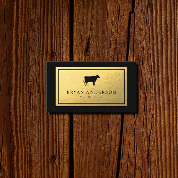 Cow Logo - Faux Gold Foil Business Card by istanbuldesign at Zazzle