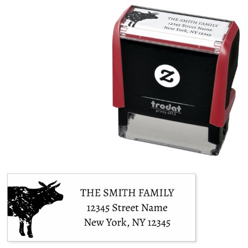 Cow logo self inking return address stamps