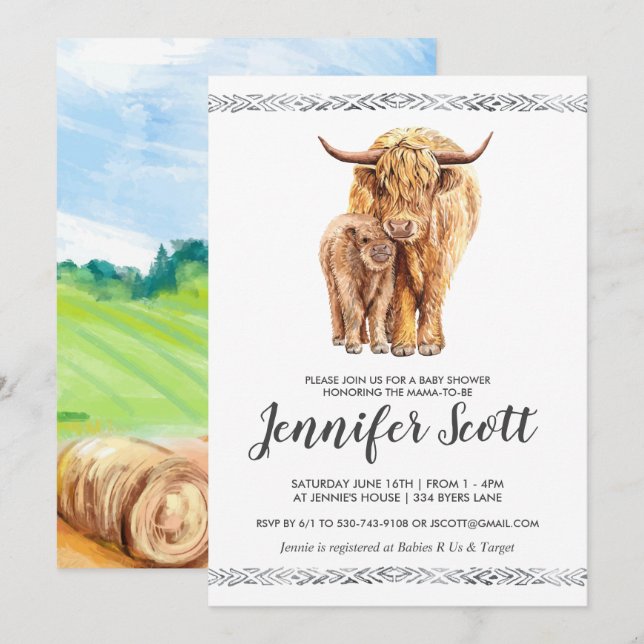 Cow Love Baby Shower Invitation (Front/Back)