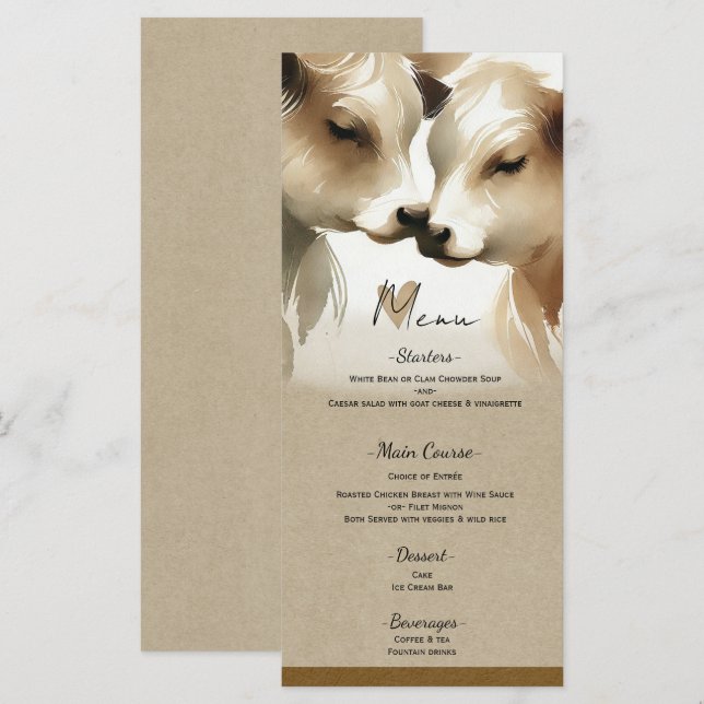 Cow Love Brown Cream Country Wedding Menu (Front/Back)