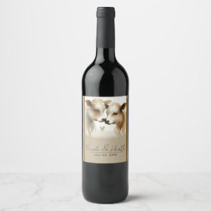 Cow Love Brown Cream Country Wedding Wine Label