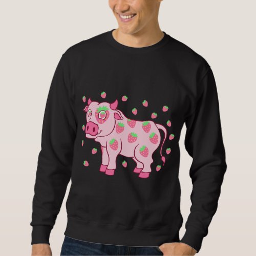 Cow Love Strawberry Milk Fruit Lover Fruitarian St Sweatshirt