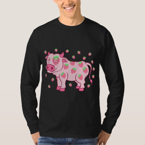 Cow Love Strawberry Milk Fruit Lover Fruitarian St T_Shirt