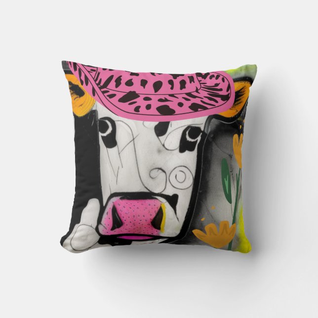Cow Love Throw Pillow (Front)