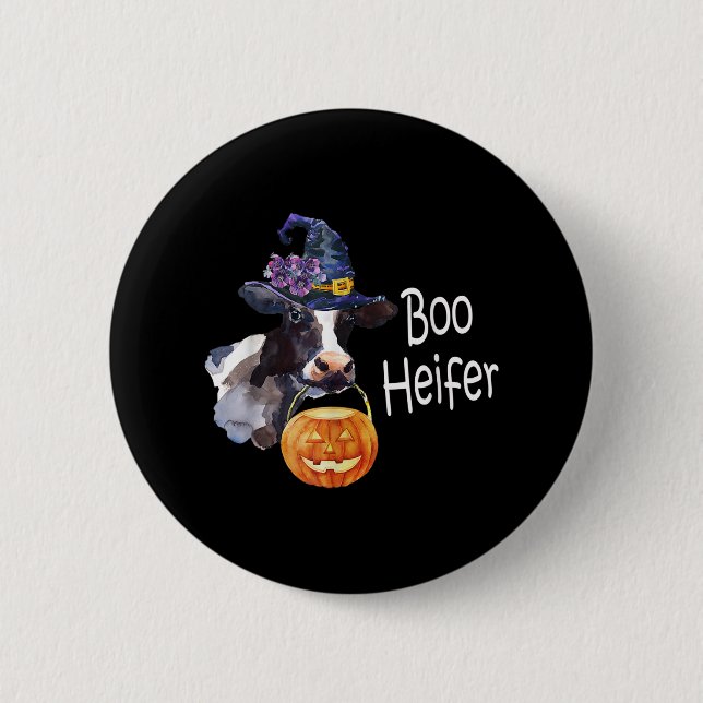 Cow Lover | Boo Heifer Cow For Halloween Button (Front)