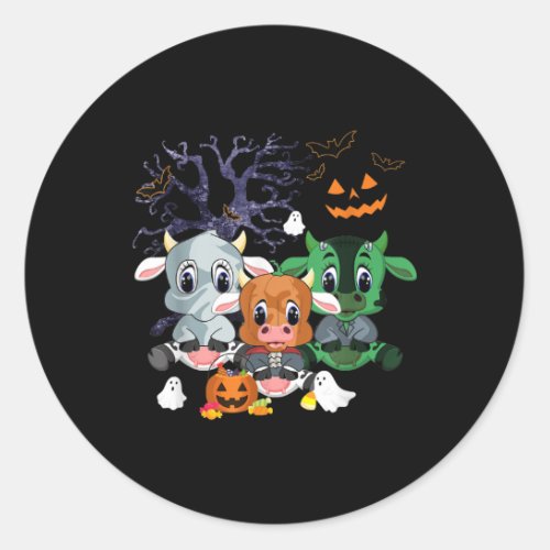 Cow Lover Gift Pumpkin Cow Halloween Costume Classic Round Sticker