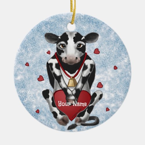 Cow Lover  hat Ceramic Ornament