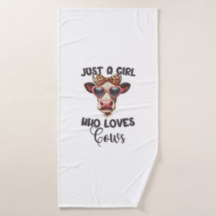 Cow Lover Just A Girl Who Loves Cows _1_1 Bath Towel