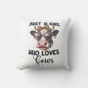 Cow Lover Just A Girl Who Loves Cows _1 Throw Pillow