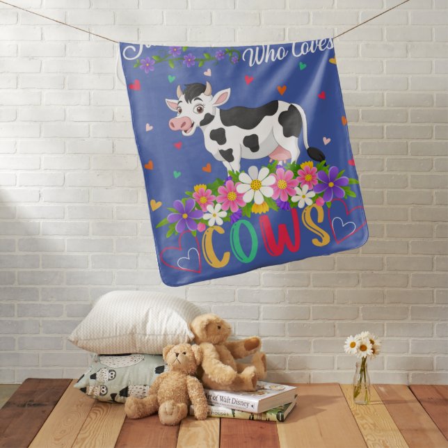 Cow Lover Just A Girl Who Loves Cows Baby Blanket (In Situ)