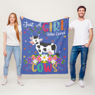 Cow Lover Just A Girl Who Loves Cows Fleece Blanket