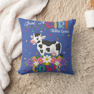 Cow Lover Just A Girl Who Loves Cows Throw Pillow