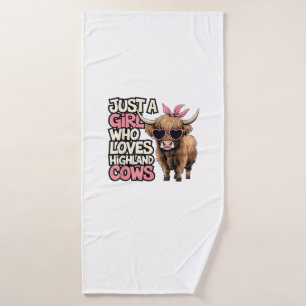 Cow Lover Just A Girl Who Loves Highland Cows Farm Bath Towel