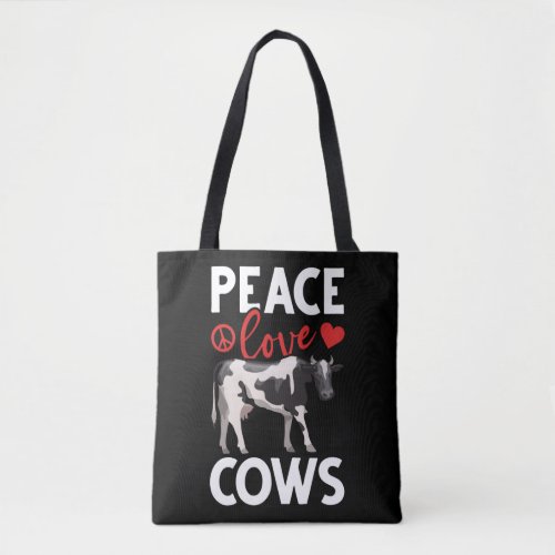 Cow Lover Peace Farm Animal Humor Tote Bag