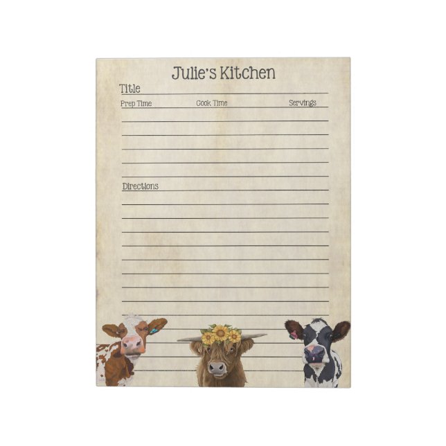 Cow Lover Recipe Pad - Perfect for sharing  (Rotated)