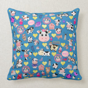 Cow Lover Throw Pillow with Hearts