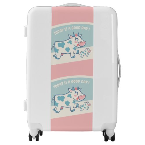 Cow luggage cute cartoon pink 
