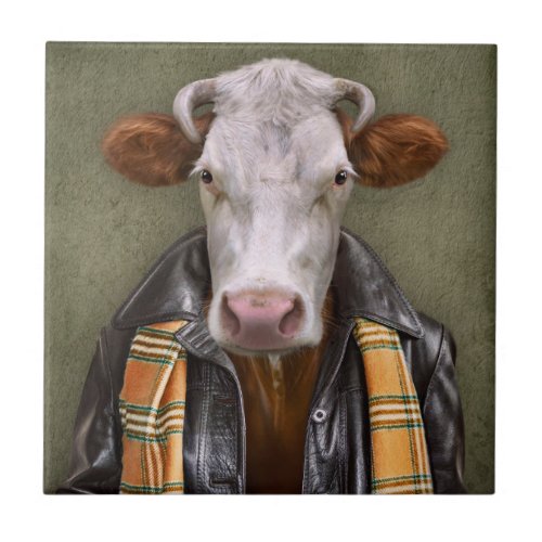 Cow Man Ceramic Tile