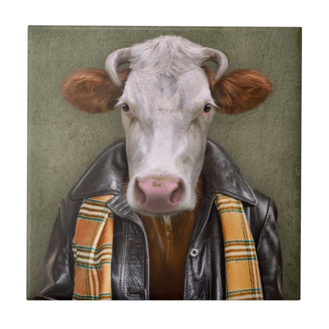 Cow Man Ceramic Tile (Front)