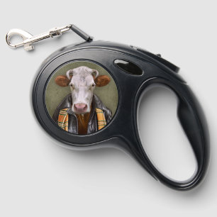Cow Man Retractable Pet Leash