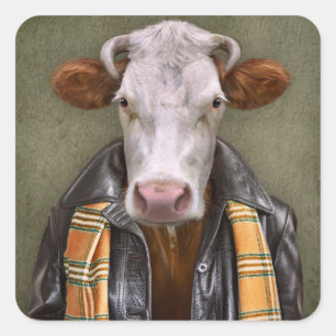 Cow Man Square Sticker