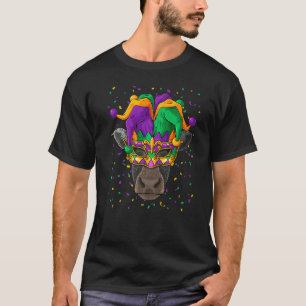 Cow Mardi Gras Animal Face Farmer Carnival Jester  T-Shirt