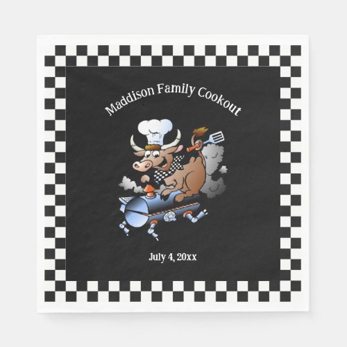 Cow Mascot Family Barbecue Cookout Custom  Napkins