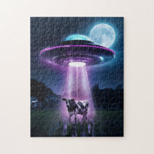 Cow meets aliens. jigsaw puzzle