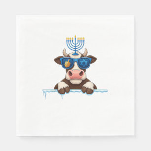 Cow Menorah Dreidel Jewish Hanukkah Womens Mens Ki Napkins